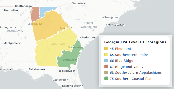 Map of Georgia Ecoregions